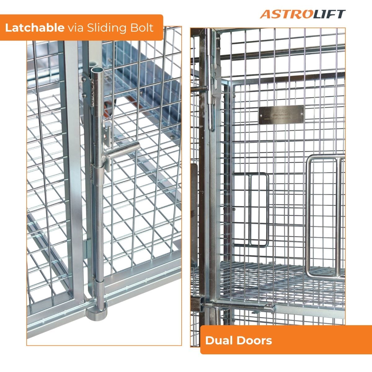Buy Cage Trolley (Dual-door - Zinc) in Cage Trolley from Astrolift NZ